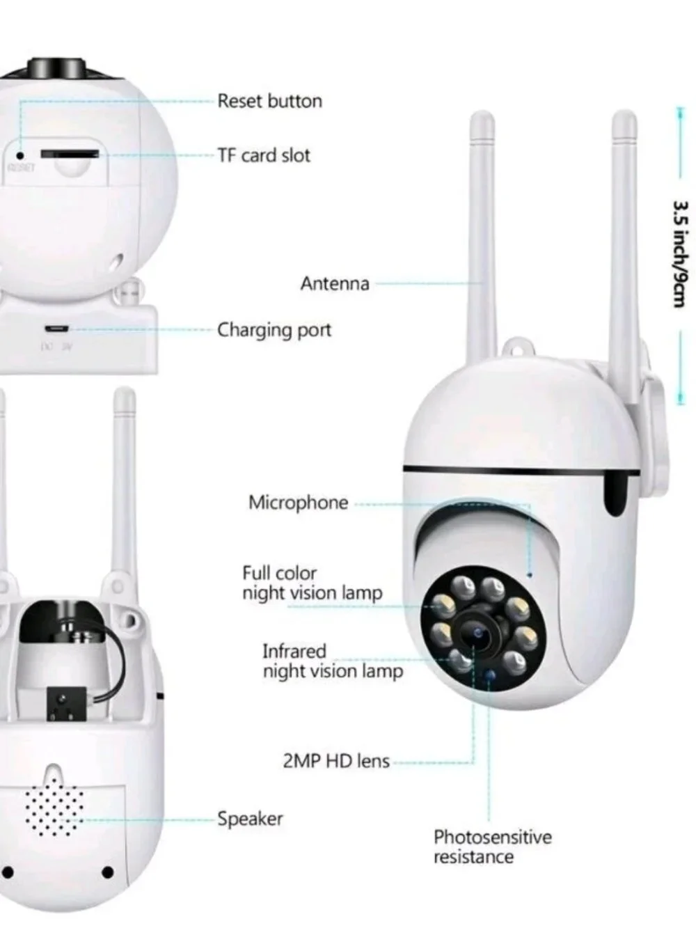 Wireless 360 Smart Surveillance Camera/2-Way Audio/Motion Detection/Night Vision